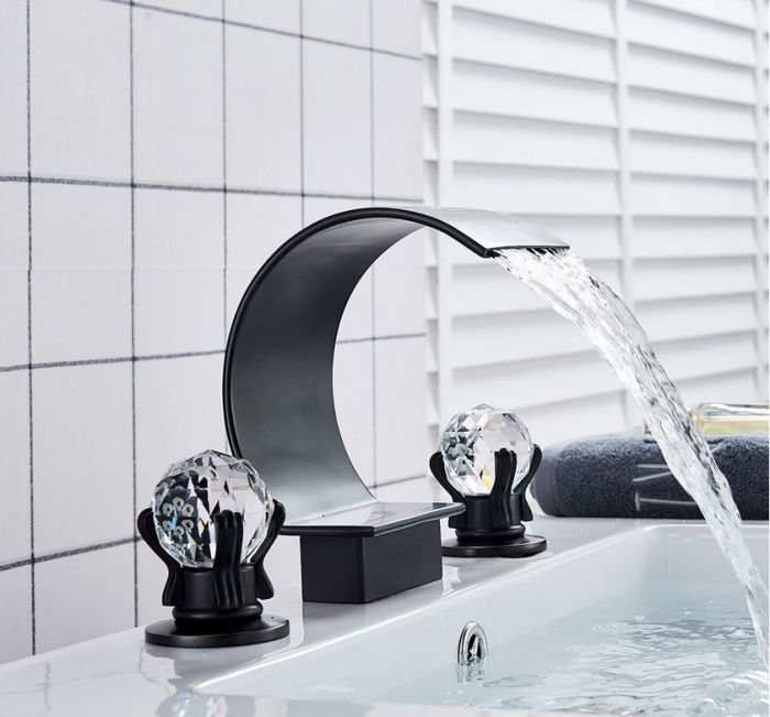 Baterie neagra tip cascada cu manere din cristal [2]