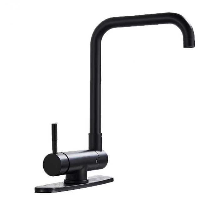 Baterie pentru chiuveta de bucatarie neagra , cu arc innalt , rotativa, 360 de grade, pivotanta [1]
