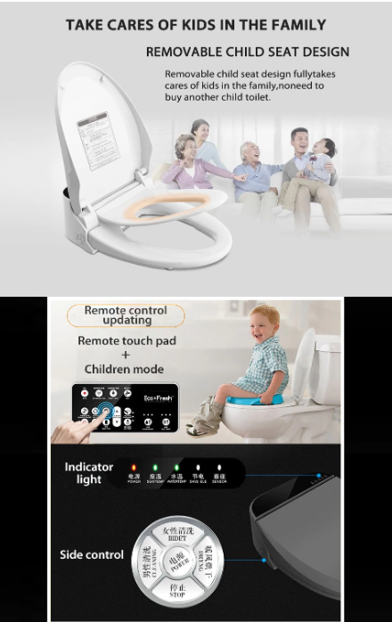 Capac WC Inteligent Telecomanda, Functie Bideu, Senzor Miscare, Masaj, Incalzire Colac, Female Wash [4]