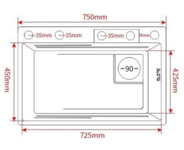 Chiuveta multifunctionala din otel inoxidabil cu accesorii incluse, 2 baterii incluse, culoare gold, dimensiune 750x450mm, AquaSpa [9]