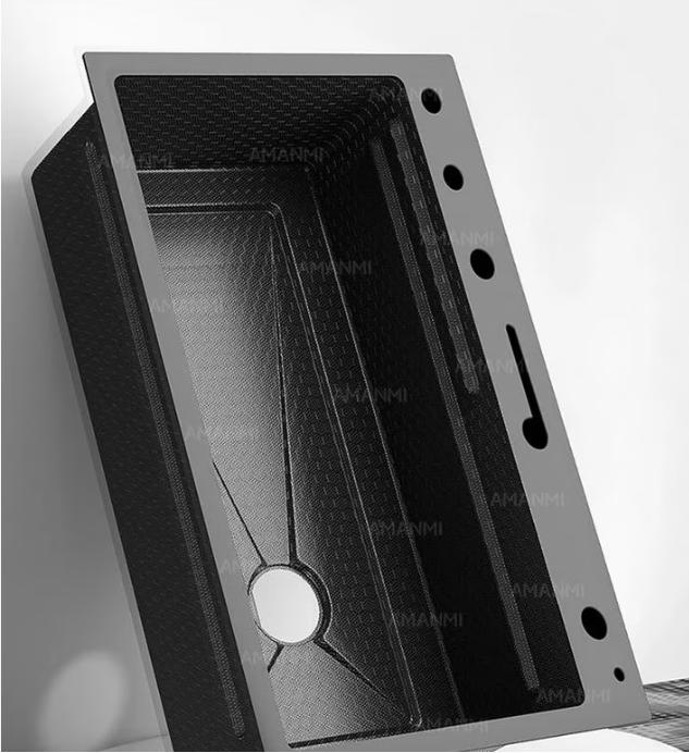 Chiuveta multifunctionala din otel inoxidabil cu accesorii incluse, 2 baterii incluse, culoare negru-gri, dimensiune 600x450mm, AquaSpa [4]
