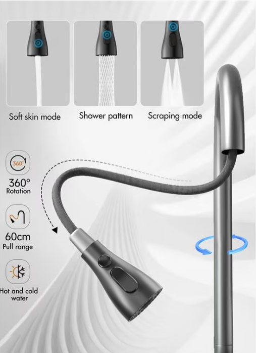 Chiuveta multifunctionala din otel inoxidabil cu accesorii incluse, 2 baterii incluse, culoare negru-gri, dimensiune 600x450mm, AquaSpa [8]