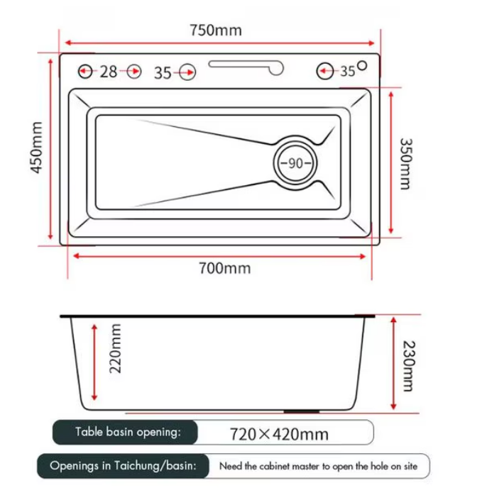 Chiuveta multifunctionala din otel inoxidabil cu accesorii incluse, baterie cu afisaj digital, dimensiune 750x450mm, AquaSpa [5]