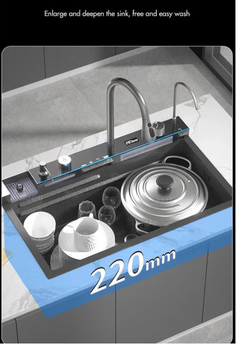 Chiuveta multifunctionala din otel inoxidabil cu accesorii incluse, baterie cu afisaj digital, dimensiune 750x450mm, AquaSpa [6]