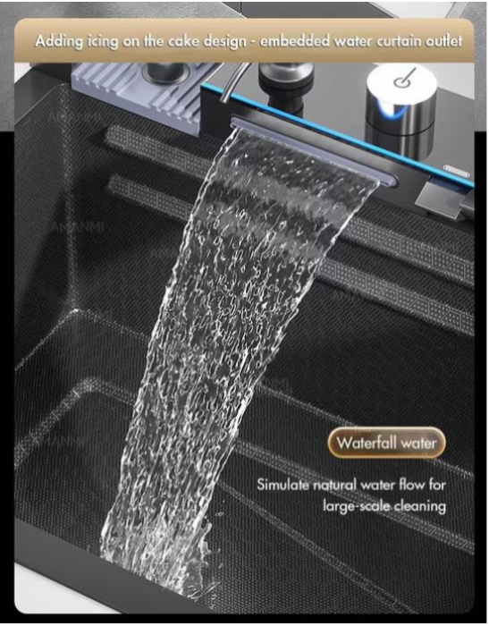 Chiuveta multifunctionala din otel inoxidabil cu accesorii incluse, baterie cu afisaj digital, dimensiune 750x450mm, AquaSpa [11]