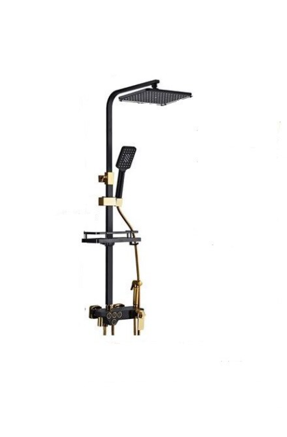 Coloana de dus cu termostat, negru-auriu, reglabil pe inaltime, functie bideu [1]