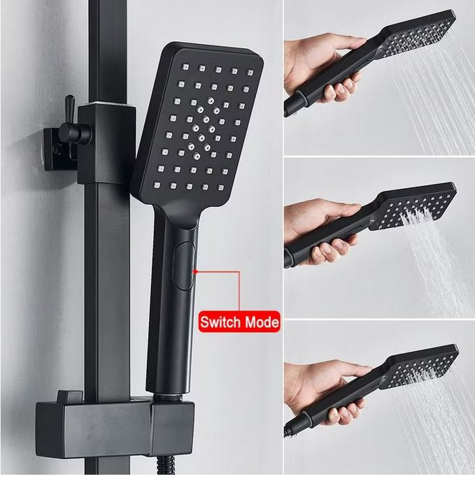 Coloana De dus, Negru, Cu baterie fixa si buton de deschidere a apei, AquaSpa [4]