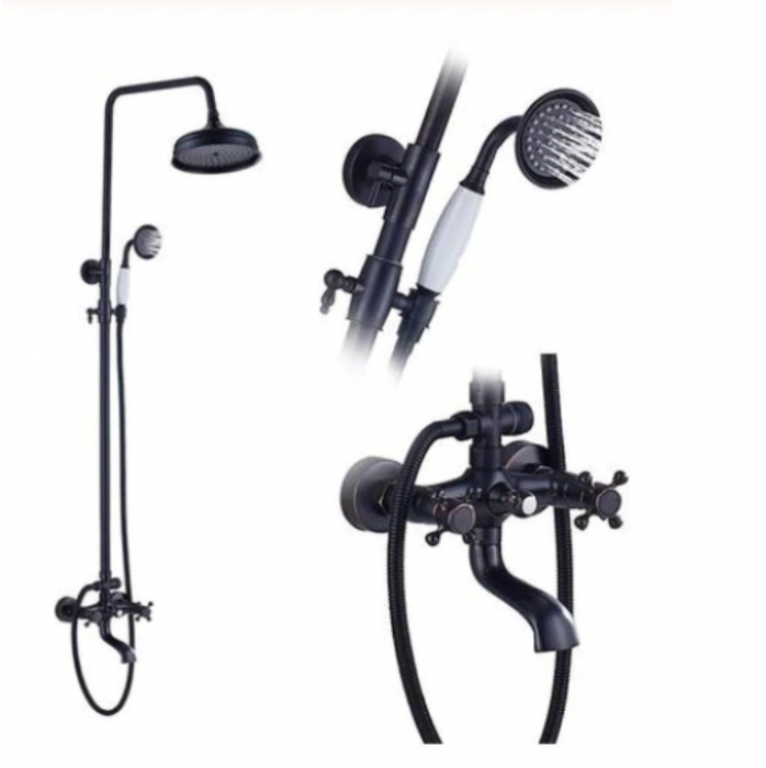 Coloana de dus Retro, cu baterie Fixa, Alb-Negru, 3 Functii, AquaSpa [2]
