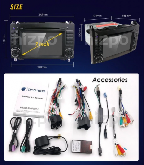 Navigatie 7 Inch Android 7.1.1. Pentru Mercedes / Benz / Sprinter / W209 / W169 / Viano / Vito / B200 [2]