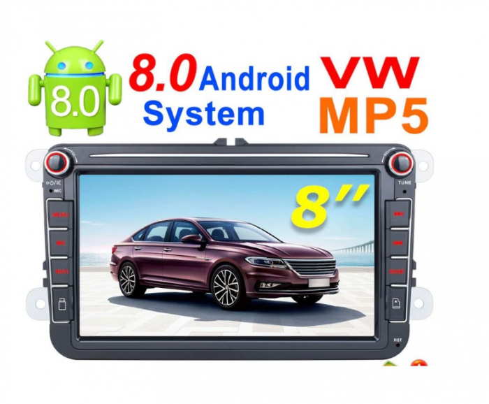Navigatie Android 8.0,DVD,GPS,MKD,Volkswagen,Skoda Octavia,Golf 5 6,Touran,Passat B6,Jetta,Polo,Tiguan, 8 inch [5]