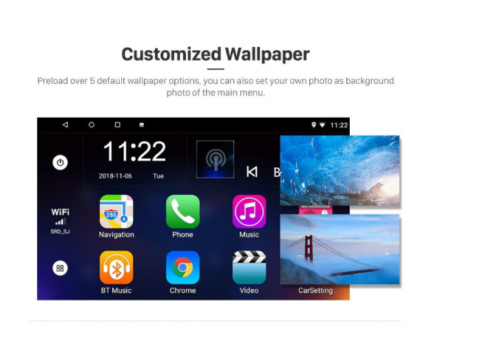Navigatie Android 8.1, Octa-Core,Wi-Fi,Bluetooth, Waze, Hyundai Santa Fe, 2005-2012,9 Inch, Rama Adaptoare [3]