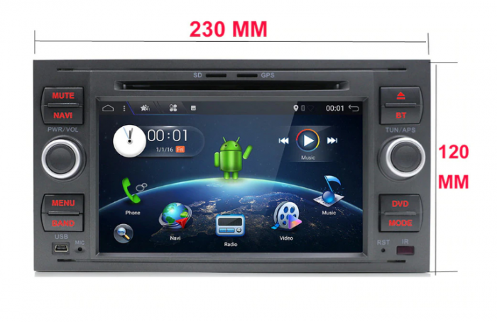 Navigatie Android 9.0, Octa-Core, 7 inch, 2G Ram+32Gb ROM, Ford Mondeo,Focus,Transit,C-MAX,S-MAX,Fiesta,Kuga,Transit,Fusion [4]