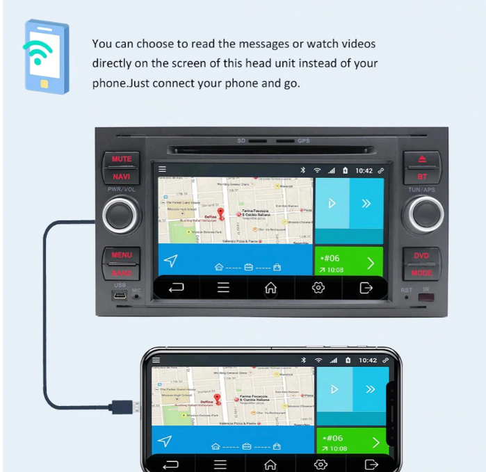 Navigatie Android 9.0, Quad-Core, 7 inch, 2G Ram+16 Gb ROM, Ford Mondeo,Focus,Transit,C-MAX,S-MAX,Fiesta,Kuga,Transit,Fusion [6]