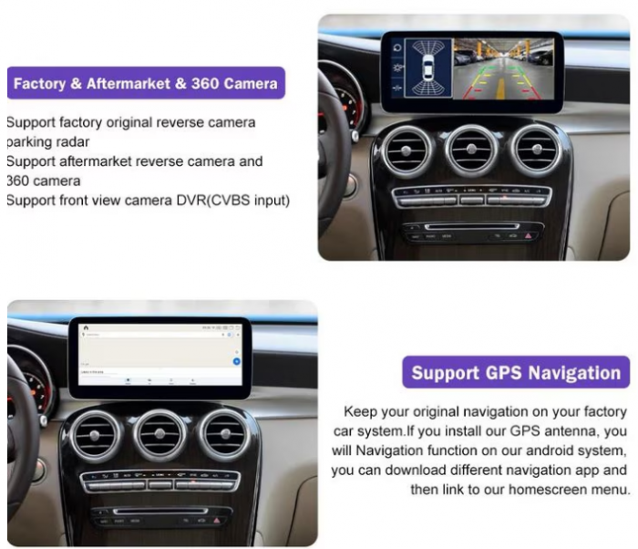 Navigatie dedicata Mercedes C W205 GLC W447 V X253 NTG5 ecran de 10.25" Android gps 4G 4+64 1920x720 Carplay OctaCore SIm Card 4G WIFI [4]