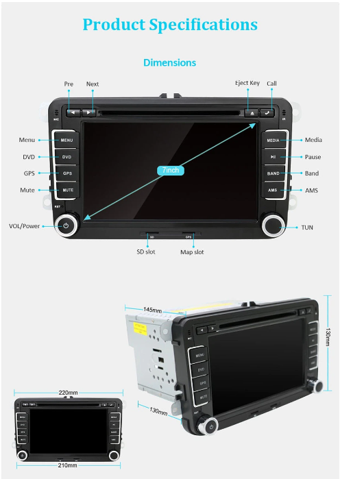 Navigatie DVD, CD Player, VW GOLF 5 6, Passat B6 B7 CC, Tiguan, Jetta, EOS, Polo Sharan, Telecomanda.Camera Marsarier Cadou [9]