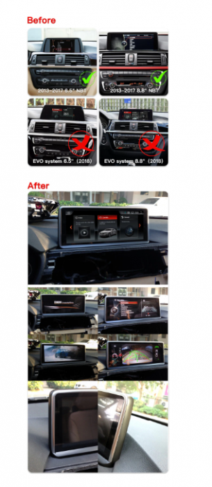 Navigatie Gps BMW Seria 3 F30 F31 F34 (2013-2017), Seria 4 F32 F33 F36 ( 2013-2017) , M3, M4 (2013-2017), NBT Sistem , Android 7.1 2GB RAM + 32 GB ROM , Internet , 4G , Aplicatii , Waze , Wi Fi , Usb [3]