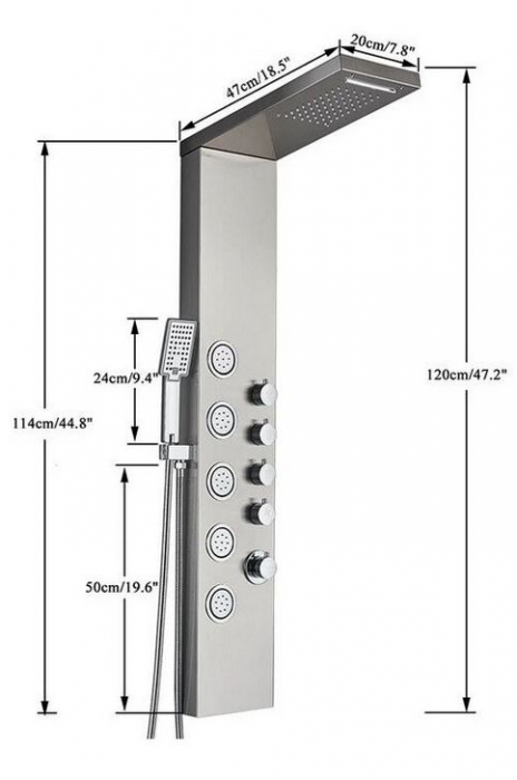 Panel de dus cu functie cascada si jeturi de masaj, AquaSpa [3]