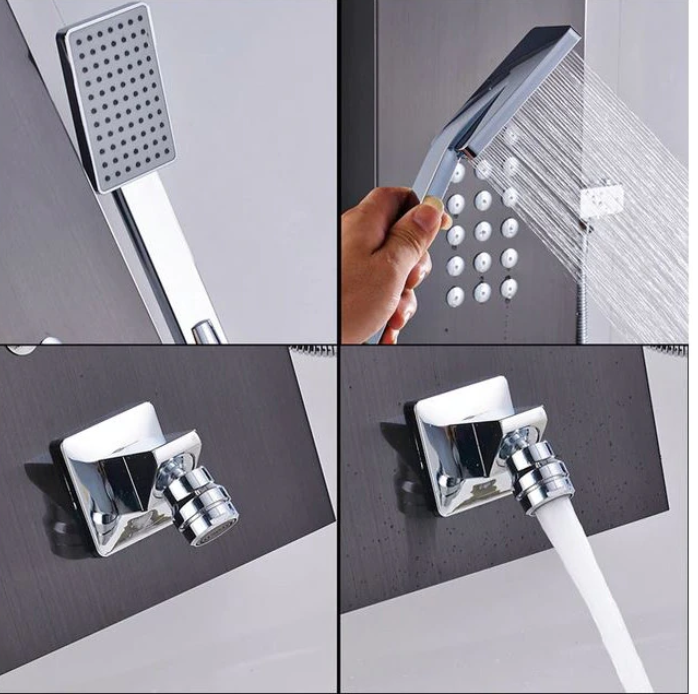 Panel de dus cu hidromasaj, AquaSpa, Negru, Inox mat, Display [4]