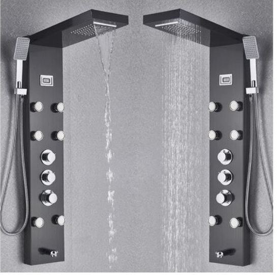 Panel de dus cu hidromasaj " Desire"', Inox mat, Functia" Cascada", Termostatic [5]