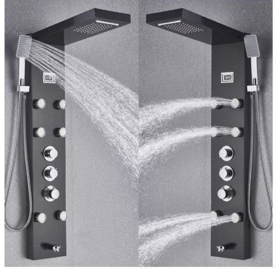 Panel de dus cu hidromasaj " Desire"', Inox mat, Functia" Cascada", Termostatic [2]