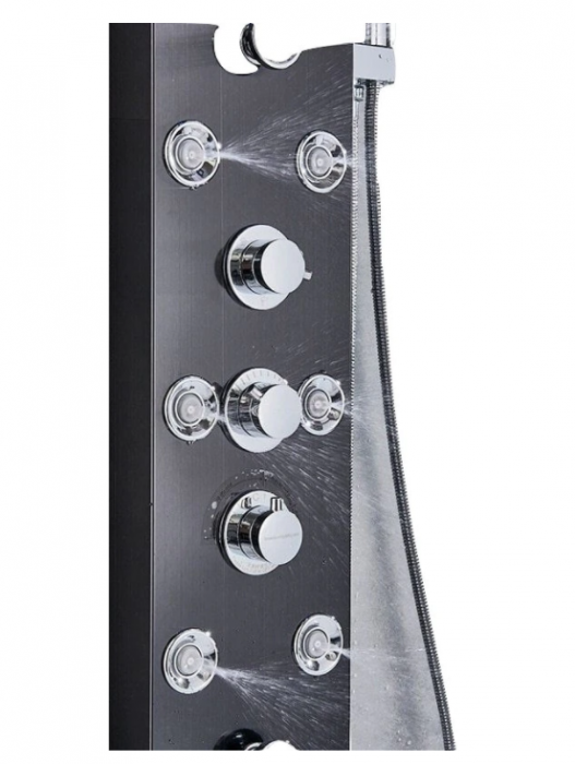 Panel de Dus cu LED,Negru(ecran de temperatura),efect de ploaie,sistem de masaj,jeturi SPA, AquaSpa [3]