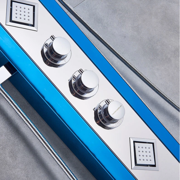 Panel de Dus Multifunctional cu LED, Albastru(ecran de temperatura), efect de ploaie, sistem de masaj, jeturi SPA, cu functie de bideu [6]