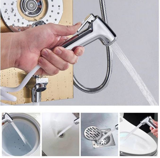 Panel de Dus Multifunctional cu LED, AquaSpa, Gold,Ecran de temperatura,efect de ploaie,sistem de masaj,jeturi SPA, Functie de Bideu, Duze Rotative [3]
