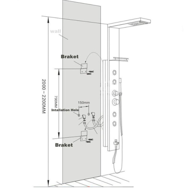 Panel de Dus Multifunctional cu LED,AquaSpa,Gri, efect de ploaie,sistem de masaj [2]