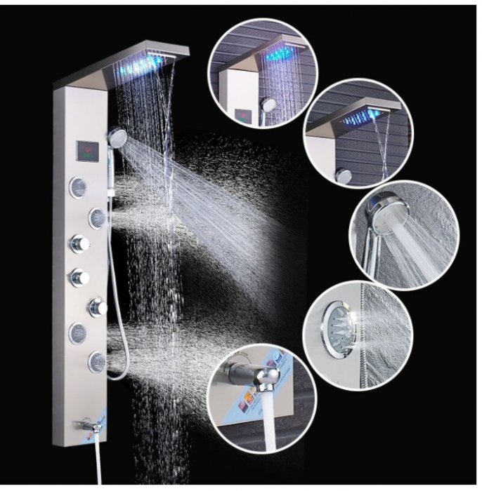 Panel de Dus Multifunctional cu LED,efect de ploaie,sistem de masaj,jeturi SPA, AquaSpa [3]