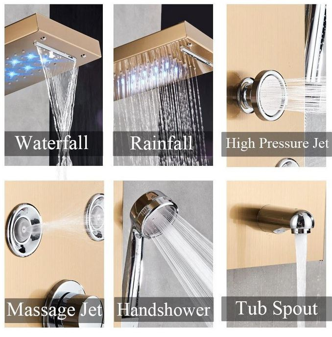 Panel de Dus Multifunctional cu LED,GOLD,ecran de temperatura,efect de ploaie,sistem de masaj,jeturi SPA [3]