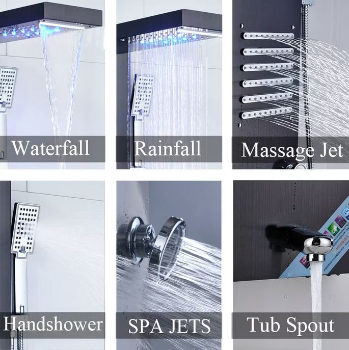 Panel de Dus Multifunctional cu LED,GOLD(ecran de temperatura),efect de ploaie,sistem de masaj,jeturi SPA, AquaSpa [3]