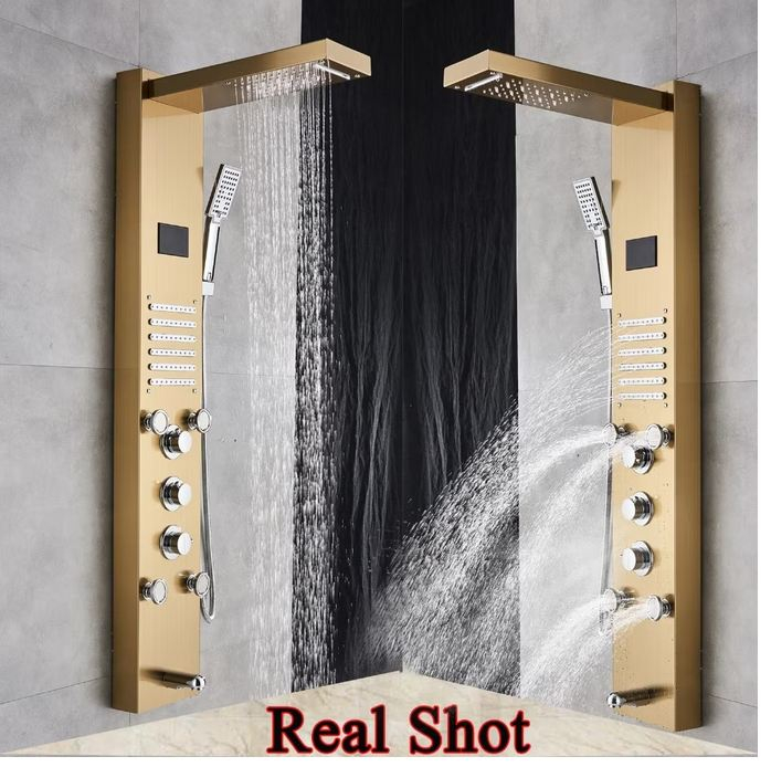 Panel de Dus Multifunctional cu LED,GOLD(ecran de temperatura),efect de ploaie,sistem de masaj,jeturi SPA, AquaSpa [4]