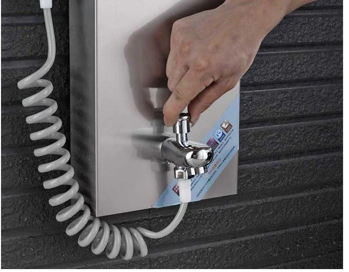 Panel de Dus Multifunctional cu LED, Gri, Duze rotative, Ecran de temperatura, efect de ploaie, sistem de masaj, jeturi SPA, AquaSpa, Functie de Bideu [8]