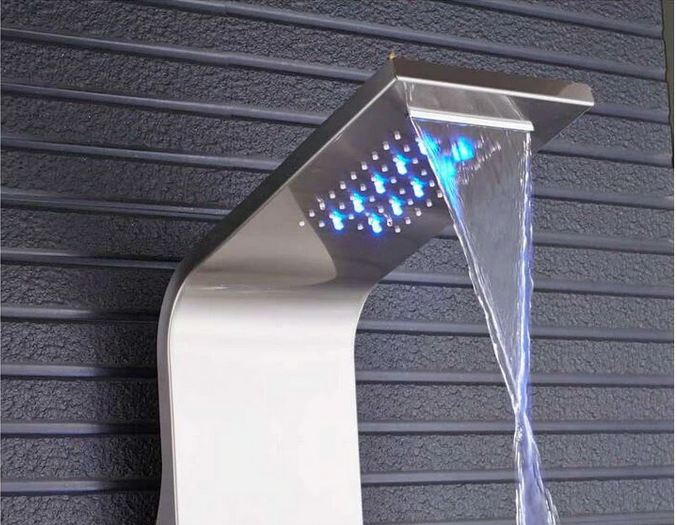 Panel de Dus Multifunctional cu LED, Gri, Duze rotative, Ecran de temperatura, efect de ploaie, sistem de masaj, jeturi SPA, AquaSpa, Functie de Bideu [5]