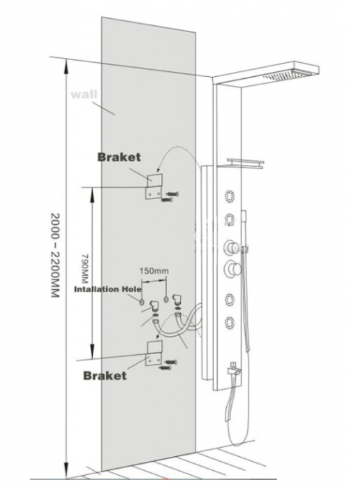 Panel de Dus Multifunctional cu LED,Gri (ecran de temperatura),efect de ploaie,sistem de masaj,jeturi SPA, AquaSpa [4]