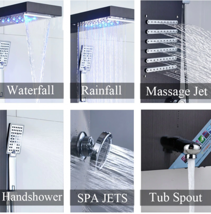 Panel de Dus Multifunctional cu LED,Gri (ecran de temperatura),efect de ploaie,sistem de masaj,jeturi SPA, AquaSpa [6]
