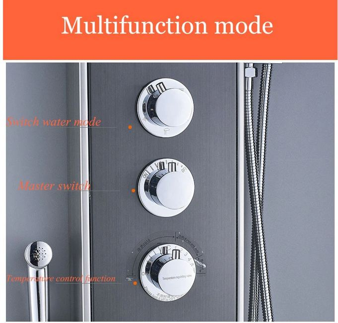 Panel de Dus Multifunctional cu LED, Negru, Ecran de temperatura, efect de ploaie, sistem de masaj, jeturi SPA, AquaSpa [5]