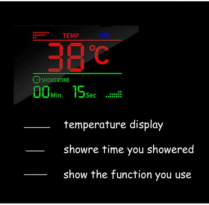 Panel de Dus Multifunctional cu LED, Negru, Ecran de temperatura, efect de ploaie, sistem de masaj, jeturi SPA, AquaSpa, Functie de Bideu [3]