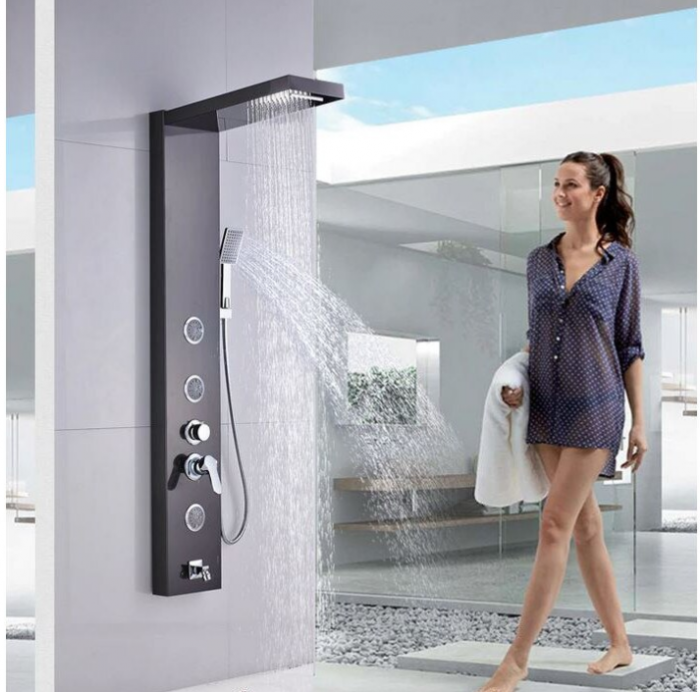 Panel de dus negru, cu functie cascada si jeturi de masaj, AquaSpa [2]