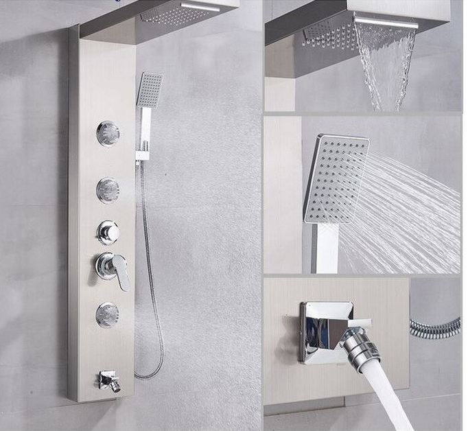 Panel de dus nichelat, cu functie cascada si jeturi de masaj, AquaSpa [5]