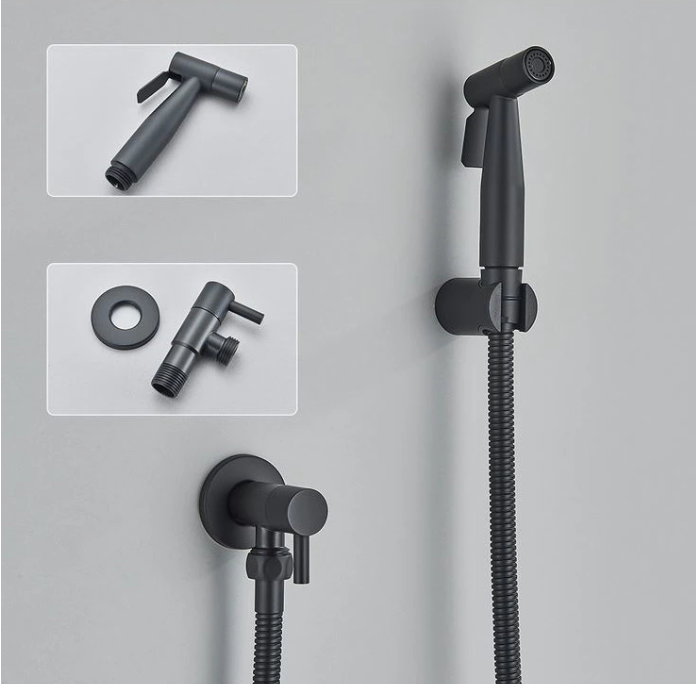 Robinet tip dus pentru bideu sau wc, negru mat, AquaSpa [2]