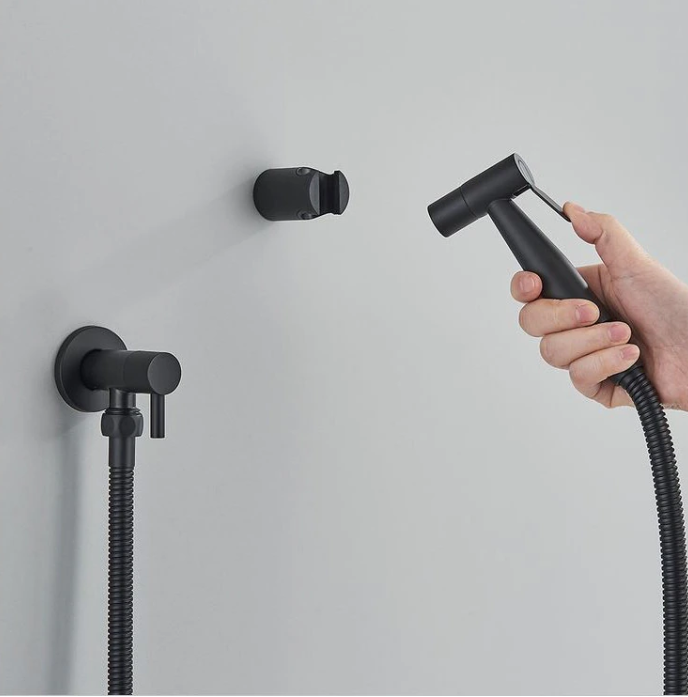 Robinet tip dus pentru bideu sau wc, negru mat, AquaSpa [3]