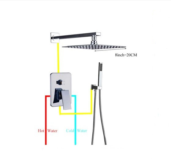 Set de dus Argintiu, AquaSpa, Robinet de dus cu efect de ploaie, 2 Functii, Palarie de dus 20 CM [2]