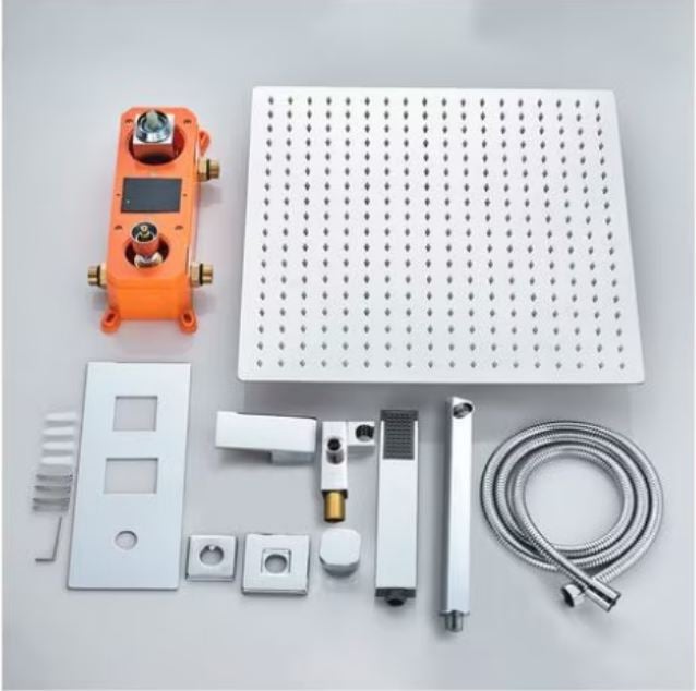 Set de dus Argintiu, AquaSpa, Robinet de dus cu efect de ploaie, 3 Functii, Palarie de dus 20 CM, Display Led A Temperaturii [2]