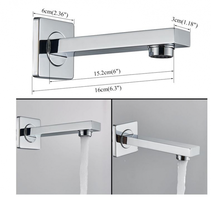 Set de dus Argintiu, AquaSpa, Robinet de dus cu efect de ploaie, 3 Functii, Palarie de dus 20 CM, Teava de dus pentru perete cu montaj sub tencuiala [3]