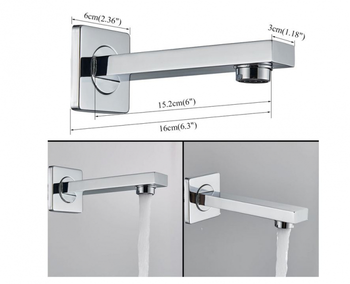 Set de dus Argintiu, AquaSpa, Robinet de dus cu efect de ploaie, 3 Functii, Palarie de dus 20 CM, Teava de dus pentru perete cu montaj sub tencuiala Mobila [3]