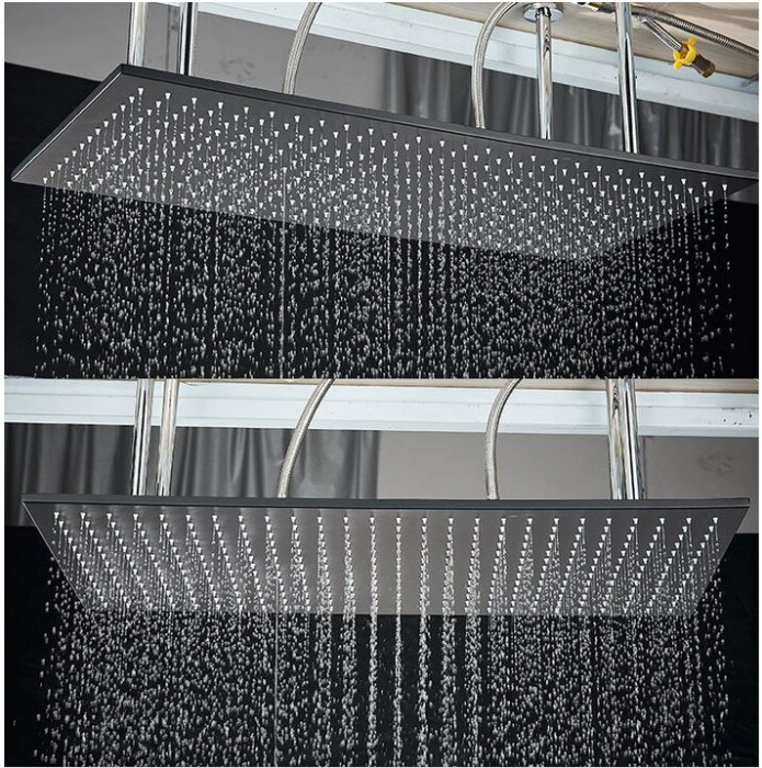 Set de dus cu termostat, negru, cu prindere in tavan si perete, 4 functii, 80x40 cm, Tip A [2]