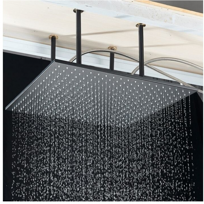 Set de dus cu termostat, negru, cu prindere in tavan si perete, 4 functii, 80x40 cm, Tip A [5]