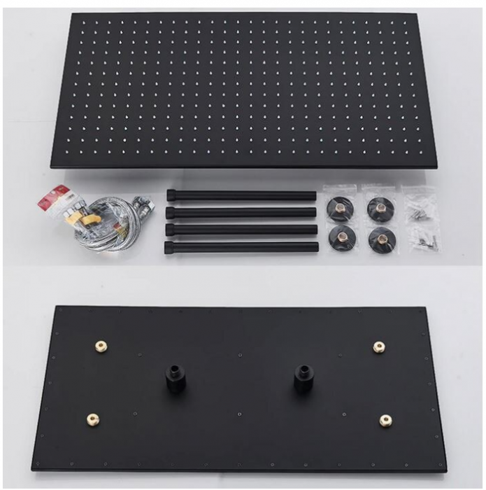 Set de dus cu termostat, negru, cu prindere in tavan si perete, 4 functii, 80x40 cm, Tip A [4]