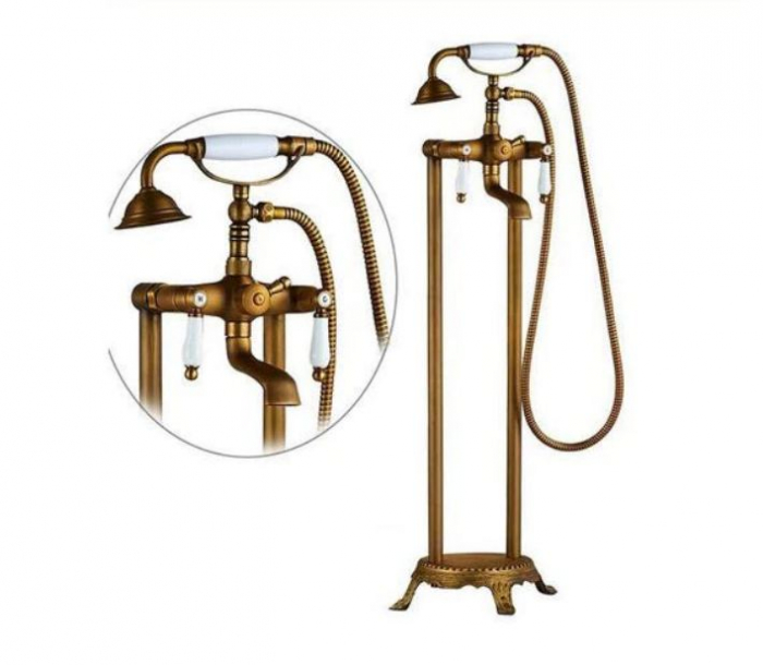 Set de dus din otel inoxidabil cu baterie pentru cada individuala, Stil Telefon, Gold, AquaSpa [2]